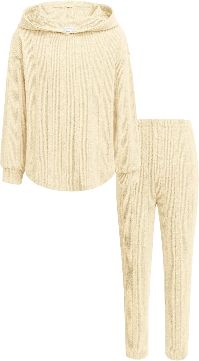 Arshiner Girl's Sweaters Set 2 Piece Outfits Rib-Knit Sweatsuits Cute Pullover Sweatshirt and Sweatpants Kids Tracksuits - Image 1